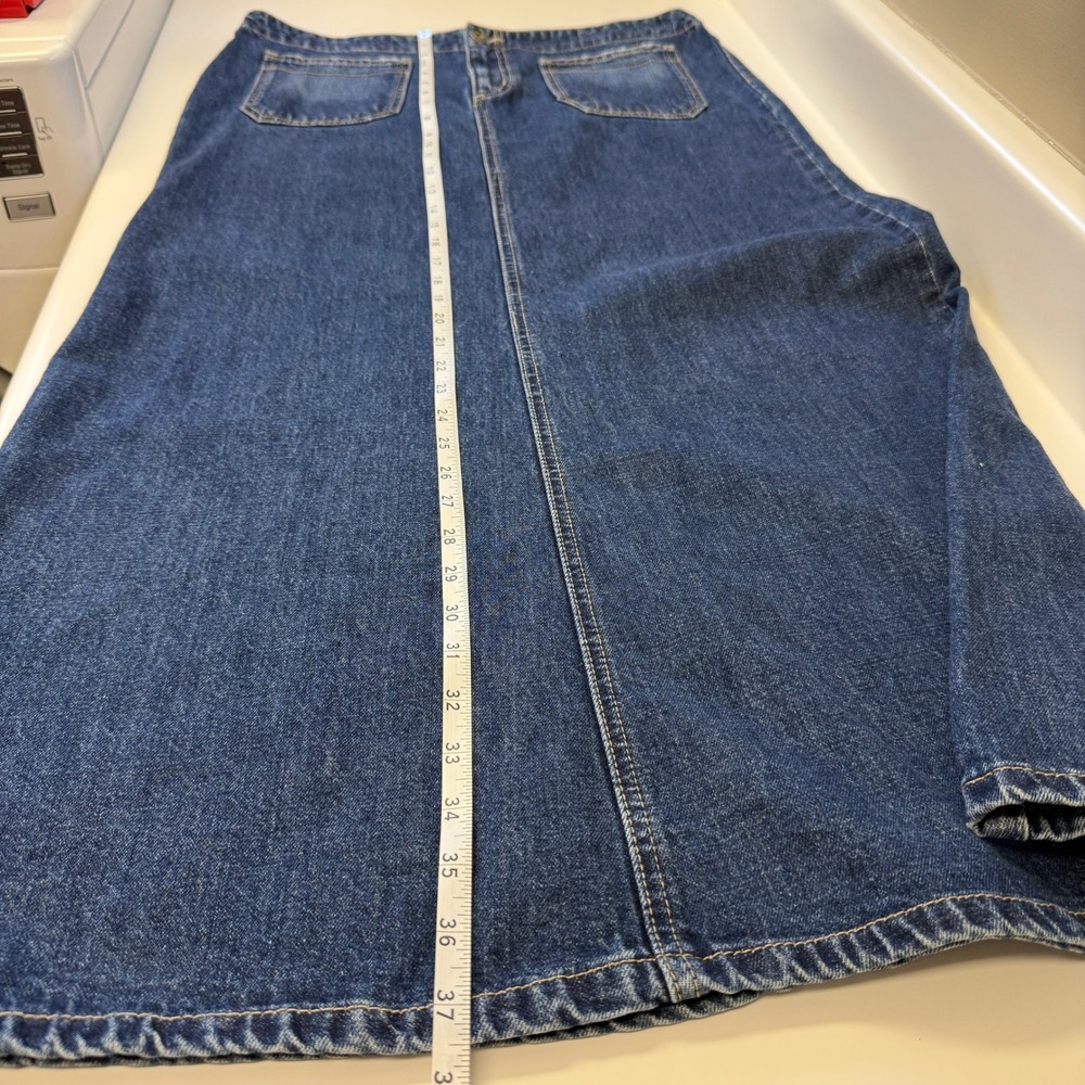 Vintage Tommy Hilfiger Jeans Y2K Cowgirl Denim Maxi Skirt Patch Pocket Size 14 - Picture 14 of 14